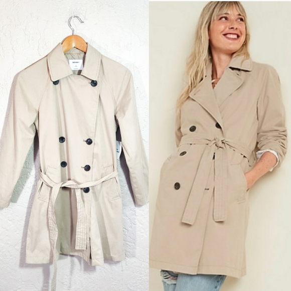 Old Navy Water Resistant Trench Coat Tan Size XS NEW - Picture 1 of 16